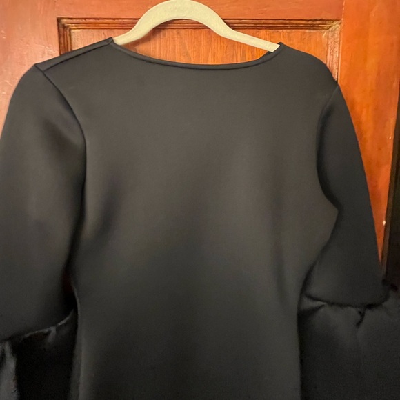 Petal Neoprene Sleeve Black Fitted Dramatic Dress EUC - Picture 14 of 15